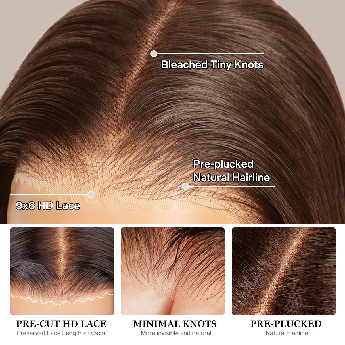 Curtain Bangs Face Framing / 6*9 Lace Wear & Go Glueless / #4 Chocolate Brown / Natural Color Body Wave Wig