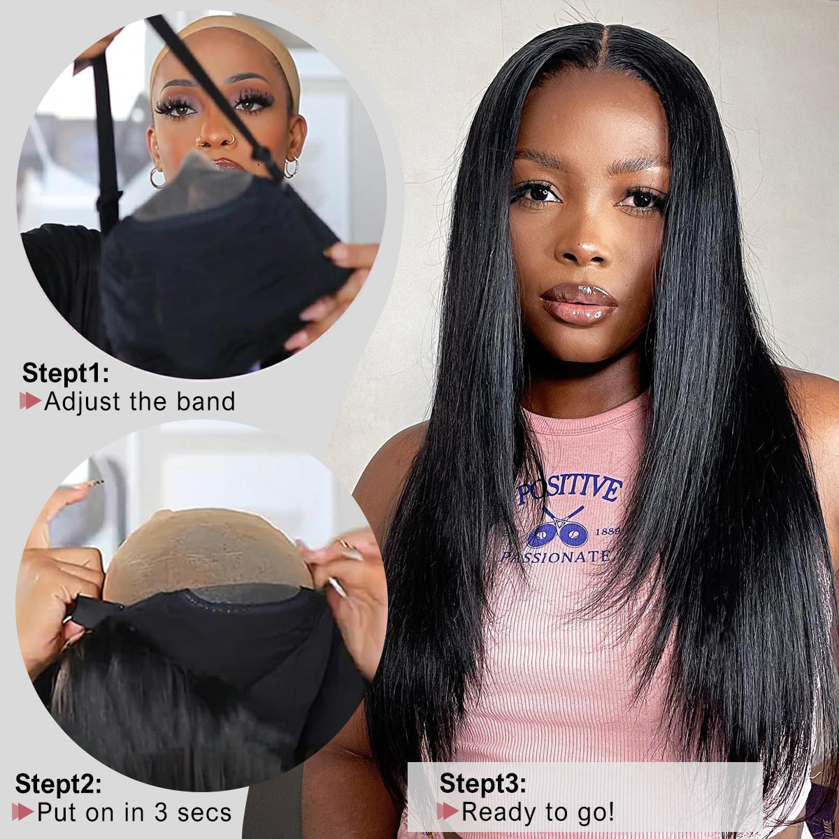 Tunfine 6*9 Lace Glueless Straight Wig Natural Color