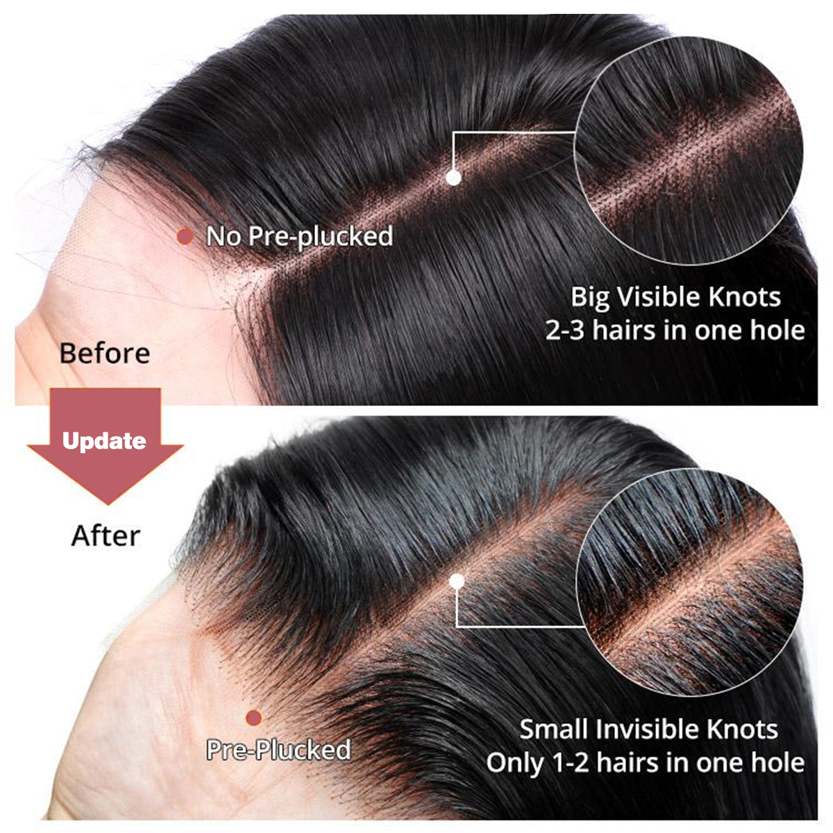Tunfine 6*9 Lace Glueless Straight Wig Natural Color