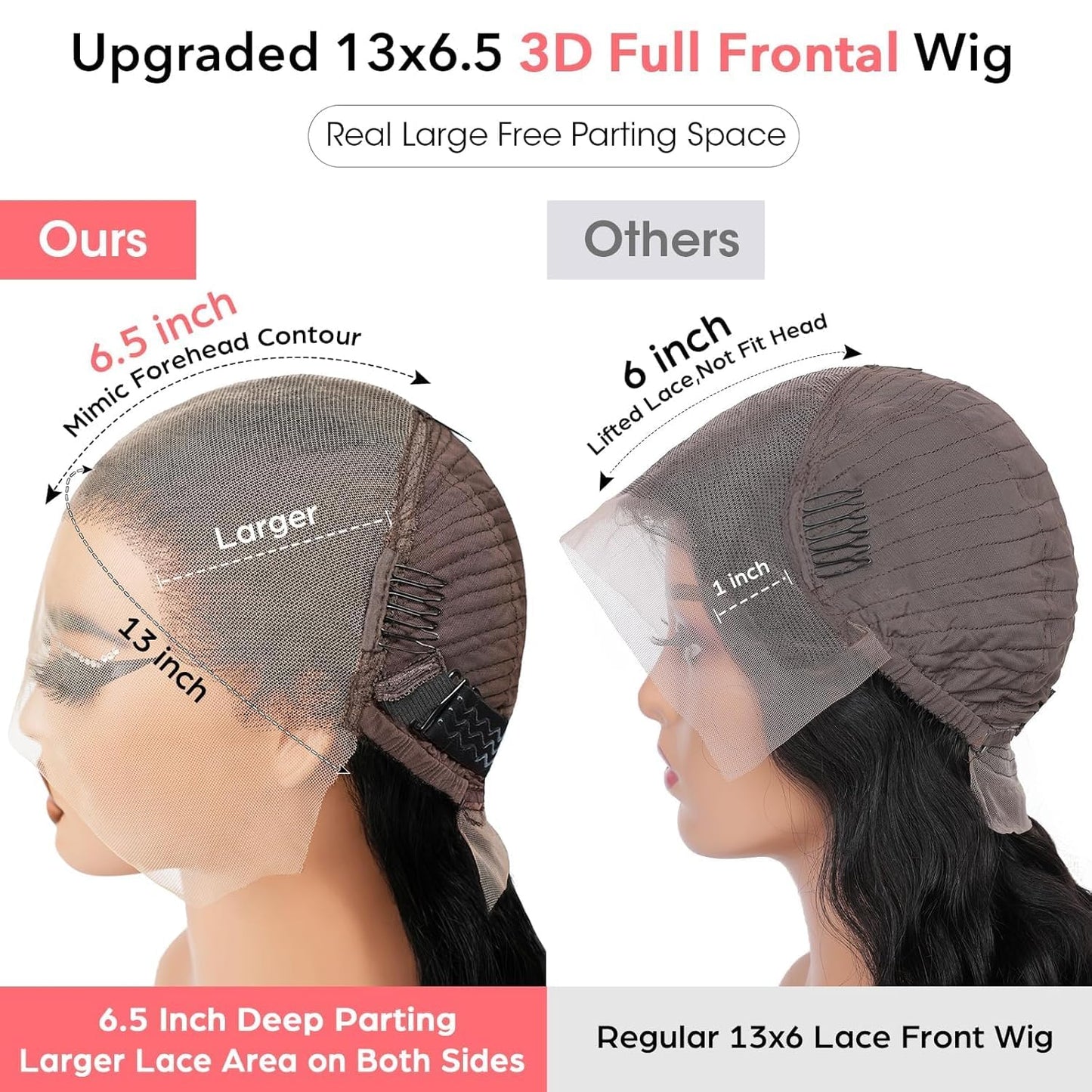26 Inch 250 Density 13x6.5 Hd Full Lace Front Wigs Human Hair Glueless Wear and Go,15A Deep Wave Lace Front Wigs Human Hair Pre Plucked Upgraded 3D Dome Cap Ready to Wear Bleached Knots Frontal Wig