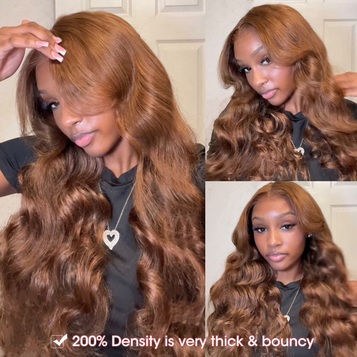 Curtain Bangs Face Framing / 6*9 Lace Wear & Go Glueless / #4 Chocolate Brown / Natural Color Body Wave Wig