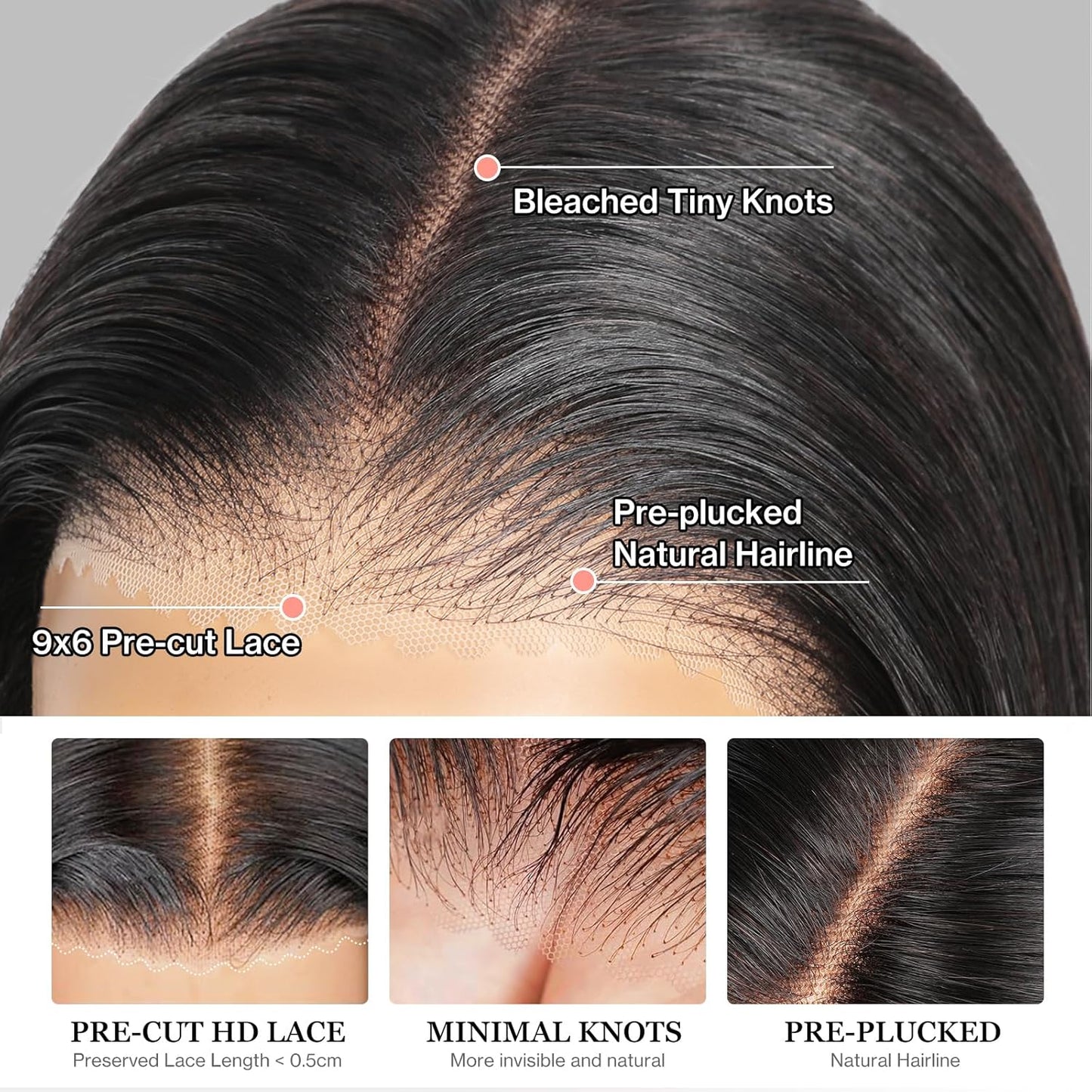 Curtain Bangs Face-Framing 9x6 Glueless Wigs Human Hair Pre Plucked Pre Cut HD Lace 200 Density Loose Body Wave Lace Front Wigs
